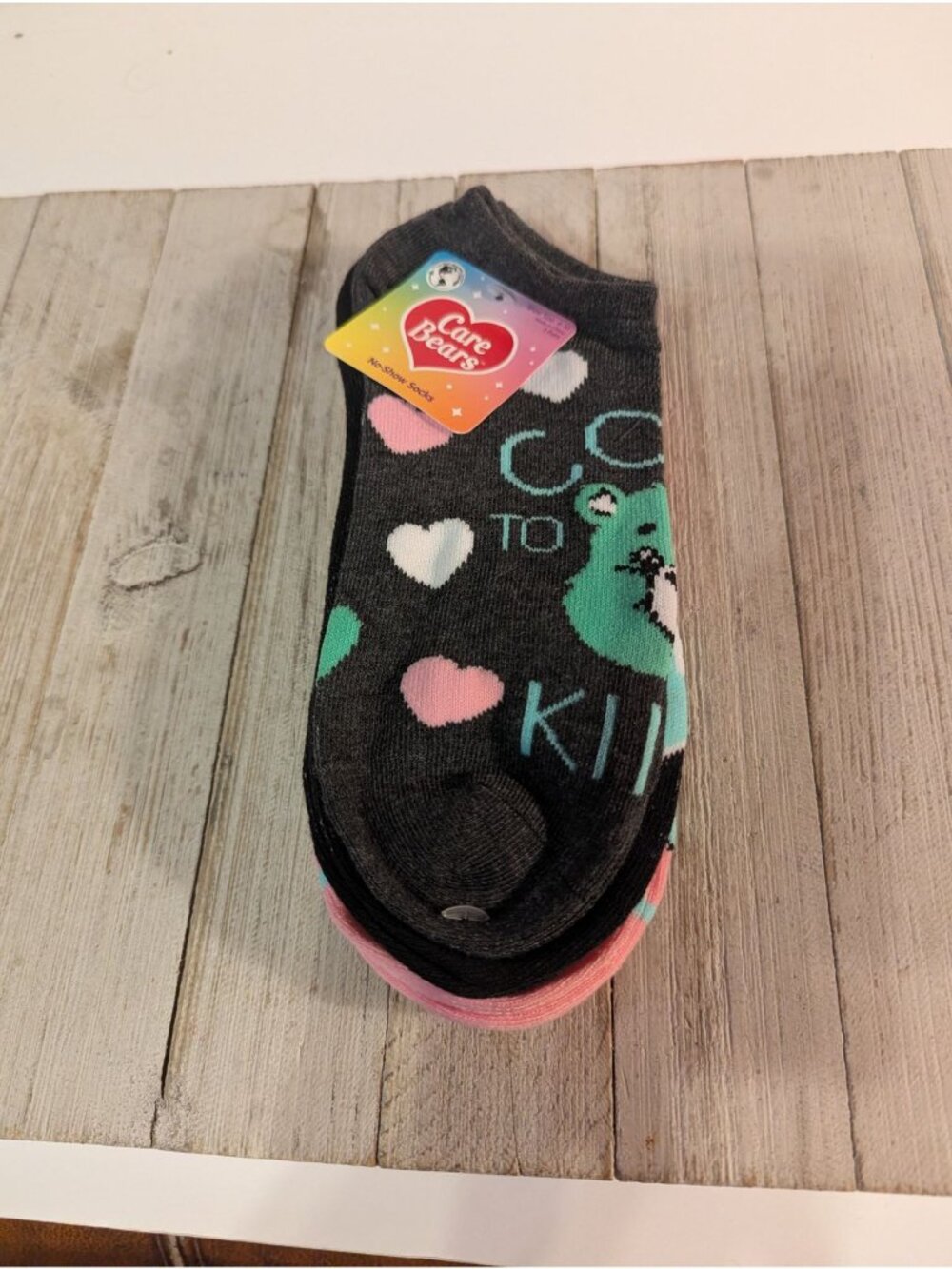 Care Bears Low Cut Socks Shoe Size 4-10 Set of 3 Pairs Black